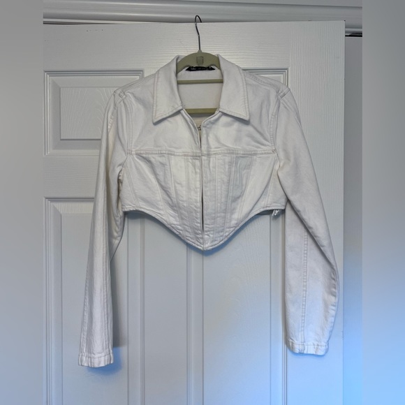 Zara White Denim Jacket and Skirt Set - Picture 3 of 4